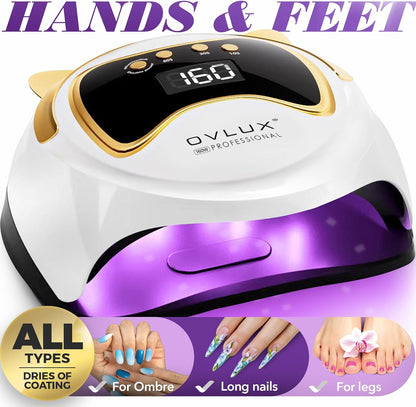 OVLUX 160W UV LED Nail Lamp - Professional Nail Dryer with 3 Timers, LCD Display & 36 LEDs for Salon and Home