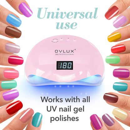 OVLUX Pro 180W UV LED Nail Lamp - Dual-Use Gel Polish Dryer with 57 Precision Bulbs, 4 Timers & Auto Sensor, Complete Nail Care Kit for Salon & Home Use - Blushing Bride