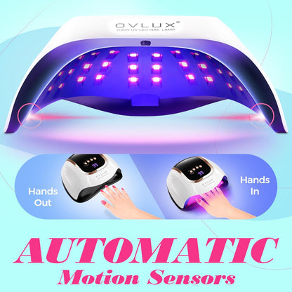 OVLUX 208W LED Nail Lamp - 66 LEDs with Smart Sensor & Timers for Fast, Salon-Quality Gel Drying