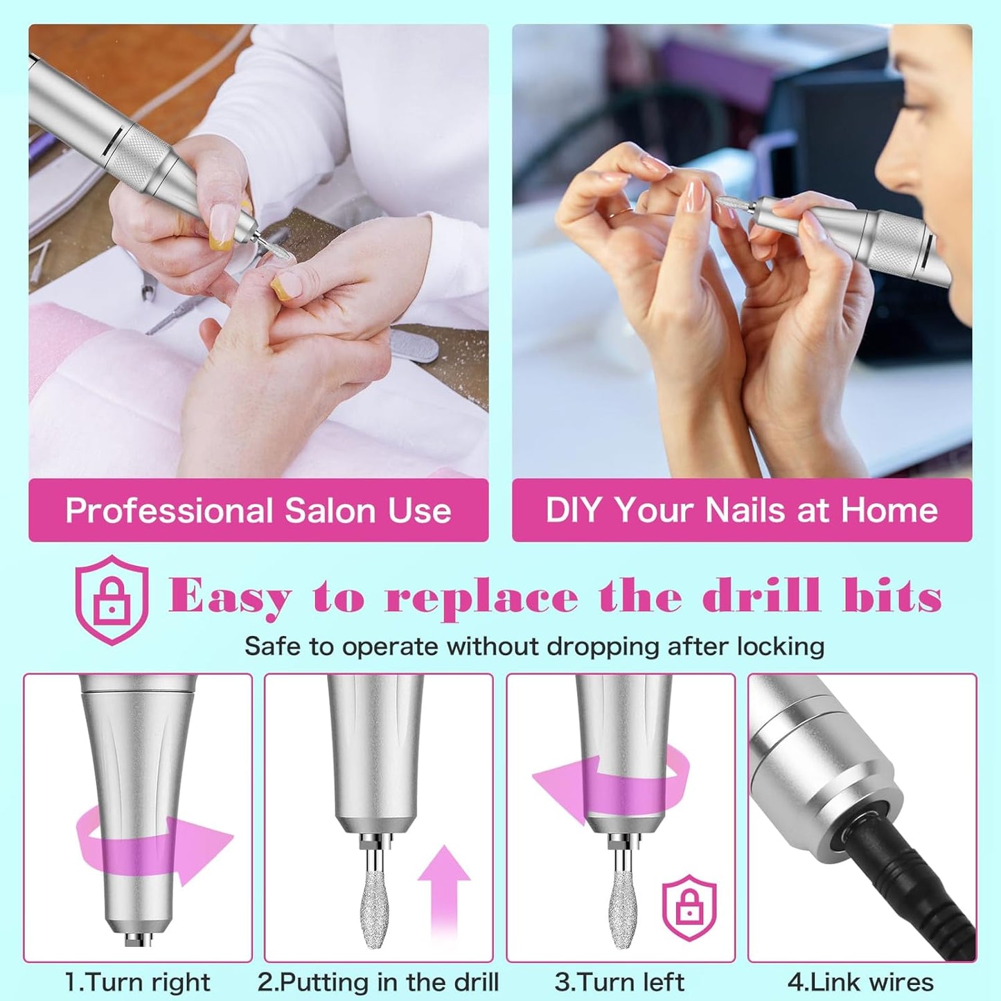 OVLUX Professional Nail Drill Machine - 45,000 RPM, LCD Display, Rechargeable for Acrylic & Gel Nails