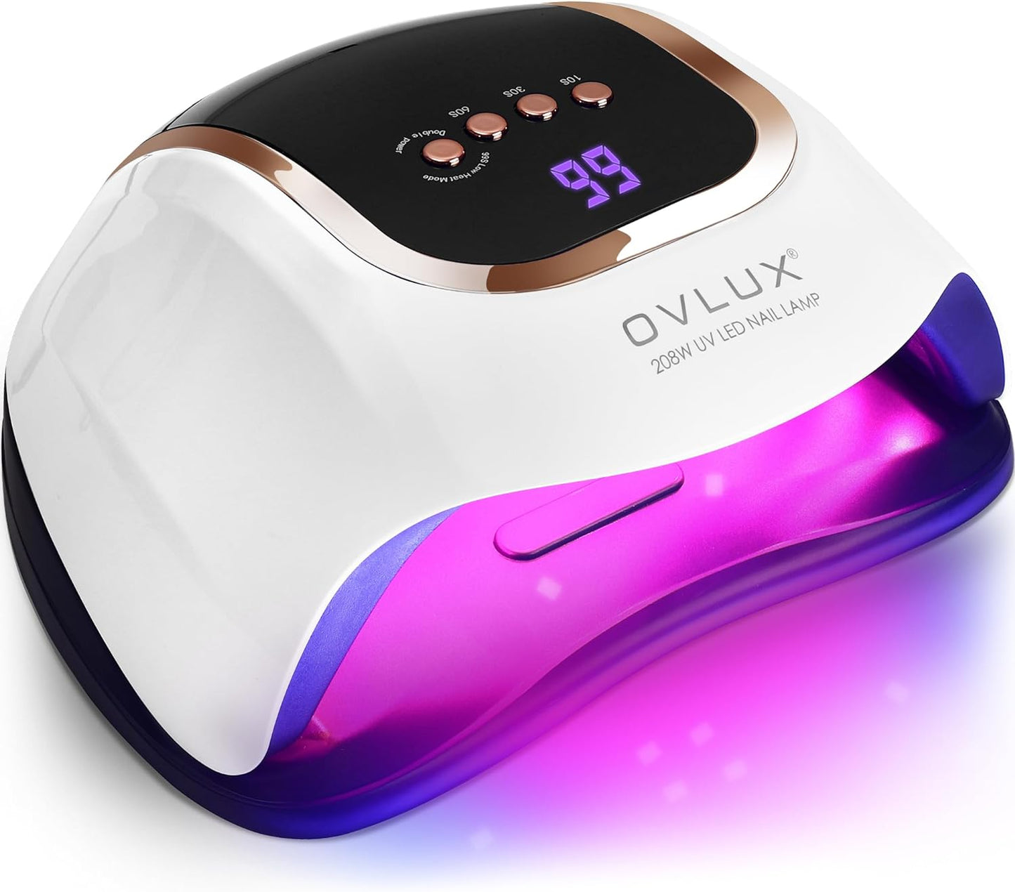 OVLUX 208W LED Nail Lamp - 66 LEDs with Smart Sensor & Timers for Fast, Salon-Quality Gel Drying