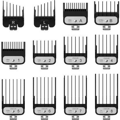 Wahl-Compatible Clipper Guards Set - 10-Piece Metal Guides (1/16” to 1”) with Left & Right Ear Tapers