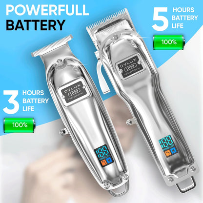 Professional Metal Cordless Hair Clipper & Trimmer - Precision Cutting for Barbers & Home Use