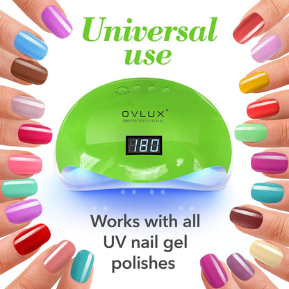 OVLUX PRO 180W UV LED Nail Lamp - 57 Precision Bulbs, Digital Timer Display & Auto Sensor for All Gel Types - Green