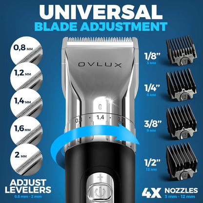 OVLUX Advanced Hair Clipper Kit - Corded/Cordless with LED Display & Stainless Steel Blades