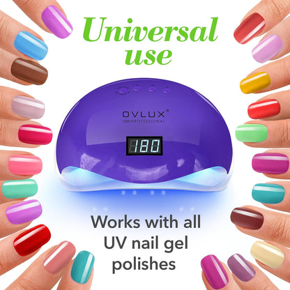 OVLUX PRO 180W UV LED Nail Lamp - 57 Precision Bulbs, Digital Timer Display & Auto Sensor for All Gel Types - Purple